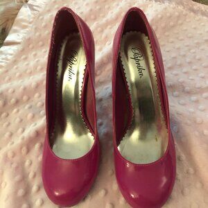 Hot pink and sexy closed toe heels